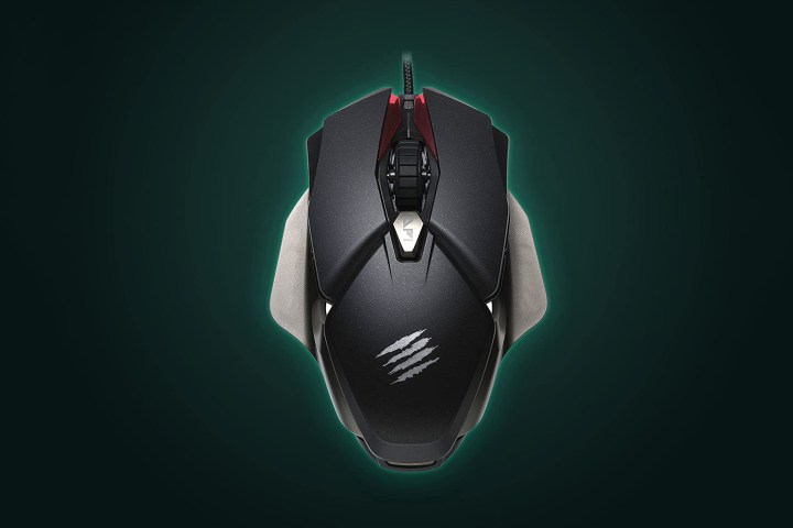 Product render of the Mad Catz B.A.T. 6+ customizable gaming mouse.