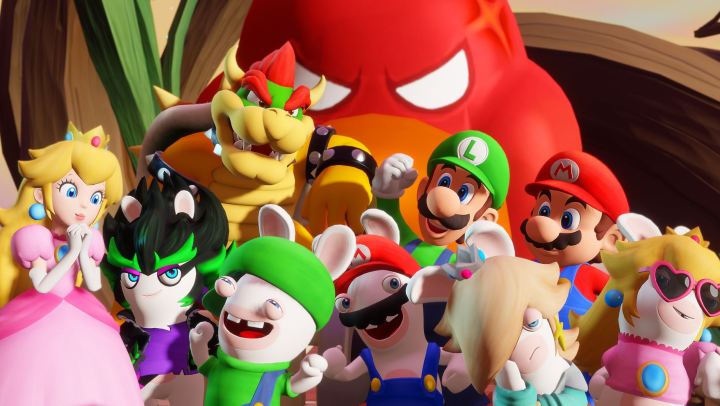 An angry Wiggler ambushes the heroes from behind in Mario + Rabbids: Sparks of Hope.