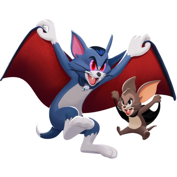 Tom e Jerry vestidos como vampiros.