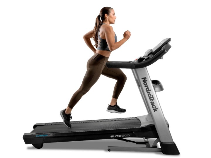 A woman running on the Nordictrack Elite 800 treadmill.