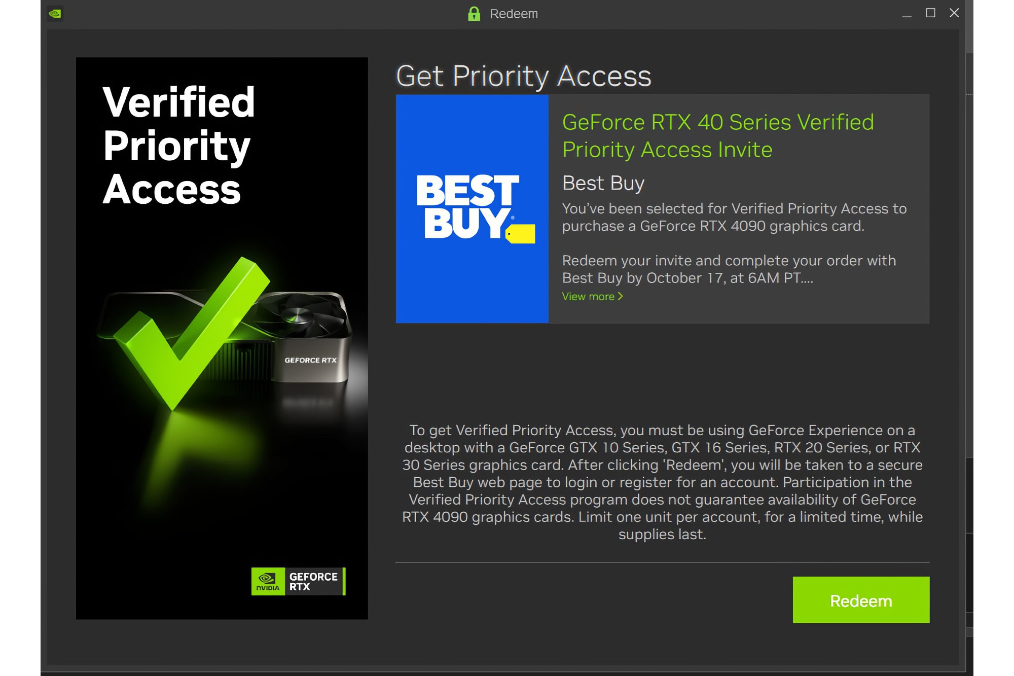 Here's what Nvidia Verified Priority Access looks like.
