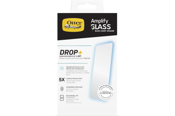 otterbox amplify series antimicrobial blue light screen protector for iphone 14 pro package.