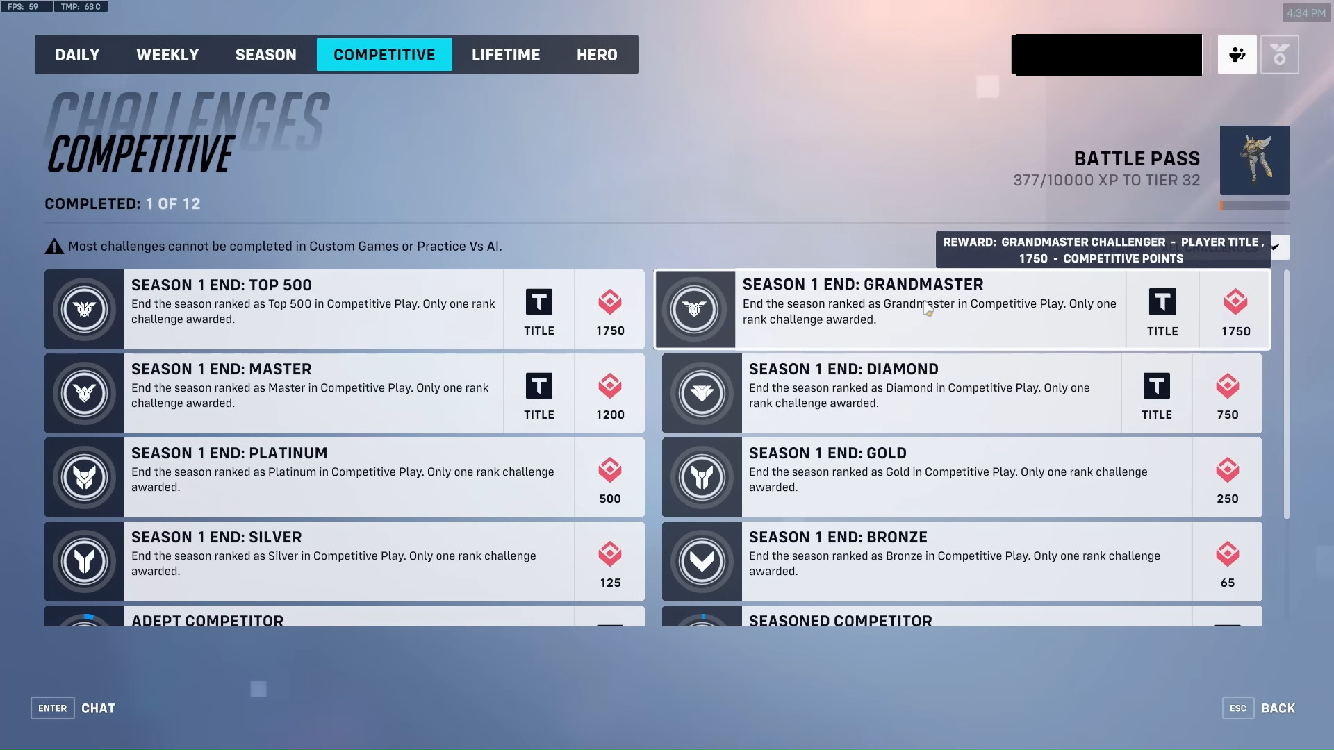 Uma lista de objetivos em overwatch 2.