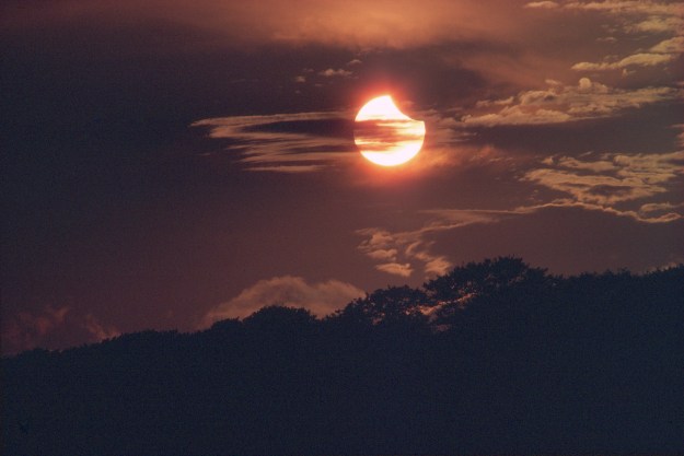 Partial eclipse of the Sun, 20 July 1982. Captured from Harefield in the UK.