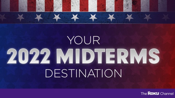 A picture of the logo for the 2022 Midterm elections at Roku.