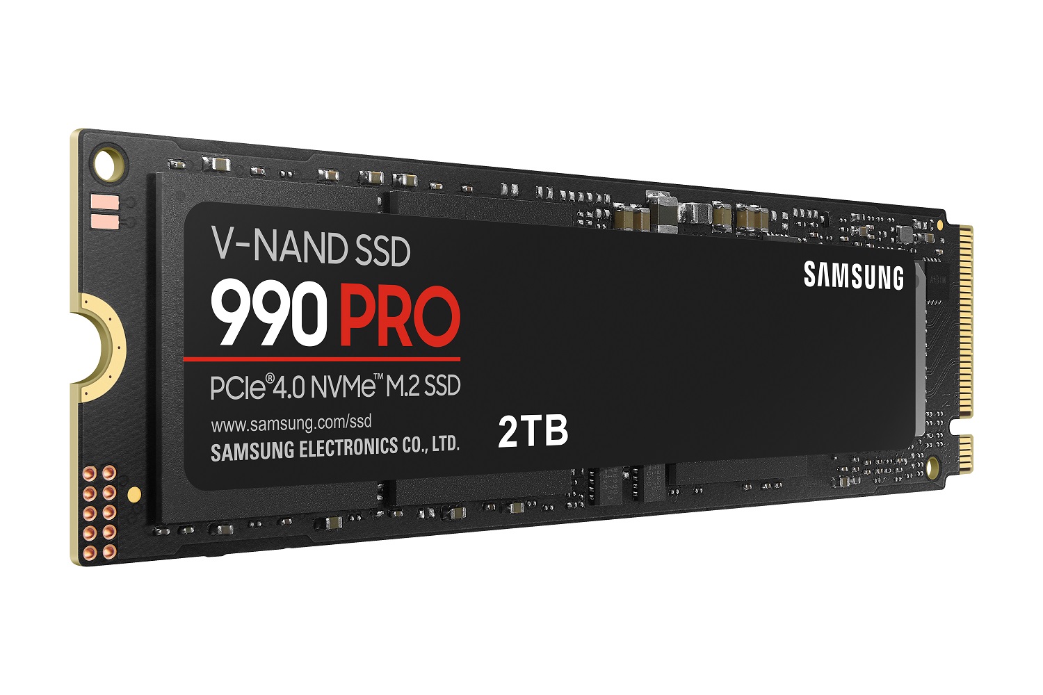 The front of the Samsung 990 Pro SSD.