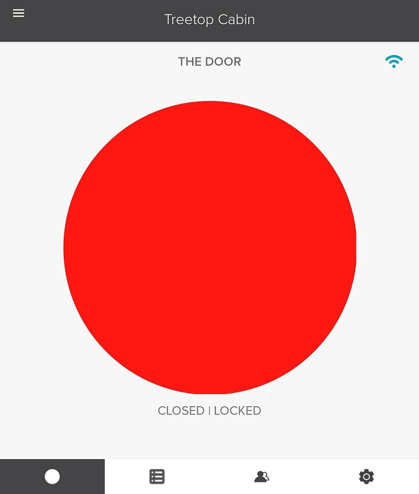 L'app Yale che mostra una porta chiusa a chiave.