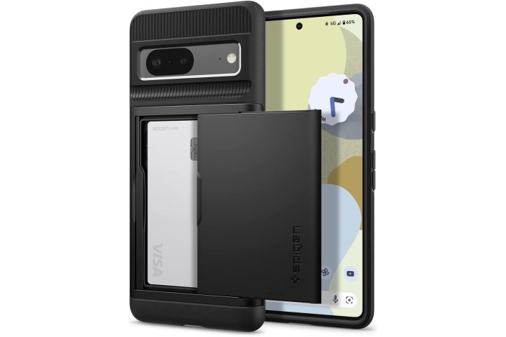 Spigen Slim Armor CS  for Google Pixel 7 soowing both sides of the phone with case on.