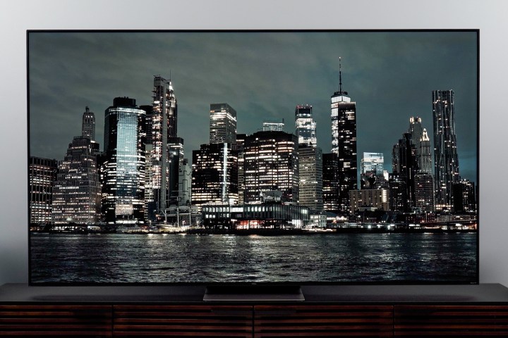 TCL 6-Series TV with SDR image of NYC at night, no apparent on-screen reflections