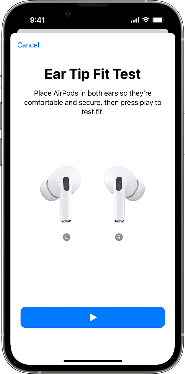 airpods pro 2 tips and tricks eart tip fit test start button