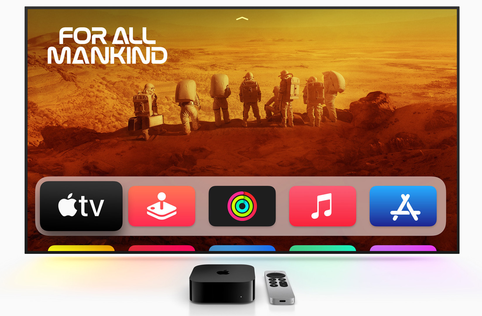 A interface de usuário da Apple TV 4K.