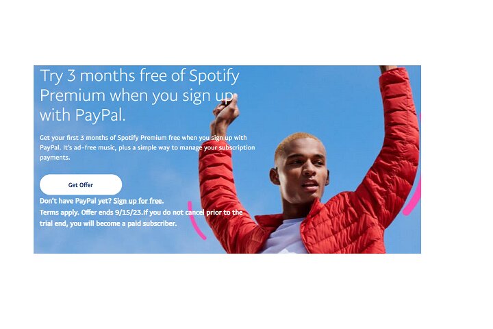 通过 PayPal 注册后，可免费试用 3 个月的 Spotify Premium。