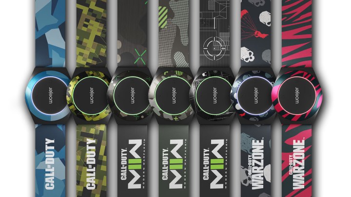 Cinturones de retroalimentación háptica creados por Woojer con un diseño de la marca Call of Duty.