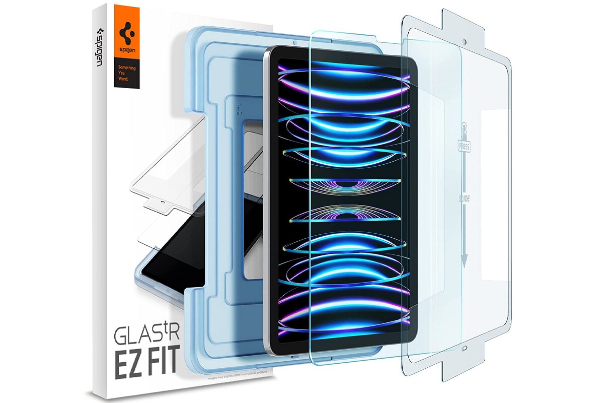 Spigen Displayschutzfolie aus gehärtetem Glas [GlasTR EZ Fit] Entworfen für iPad Pro 11 Zoll M2 (2022).