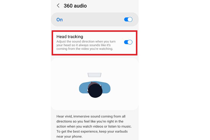 Head tracking toggle for Galaxy Buds.