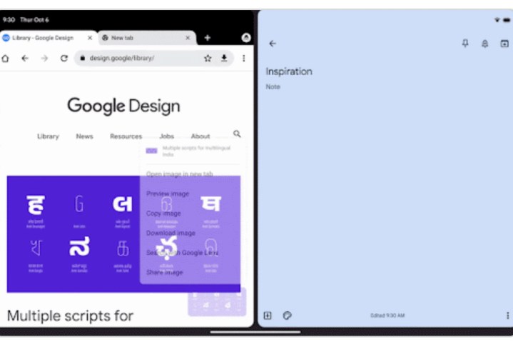 Arrastre y suelte elementos en Google Chrome en tabletas Android.