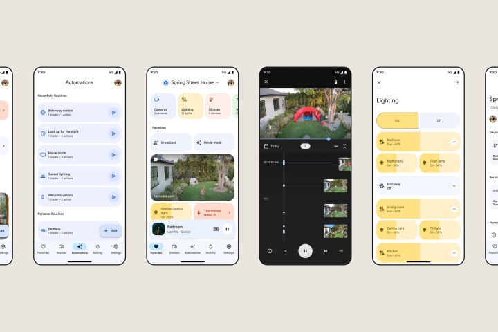 Screenshots of the new Google Home app as of October 2022.