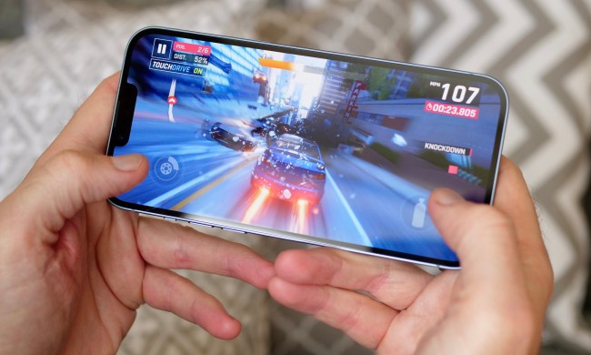 Playing Asphalt 9: Legends on the iPhone 14 Plus.