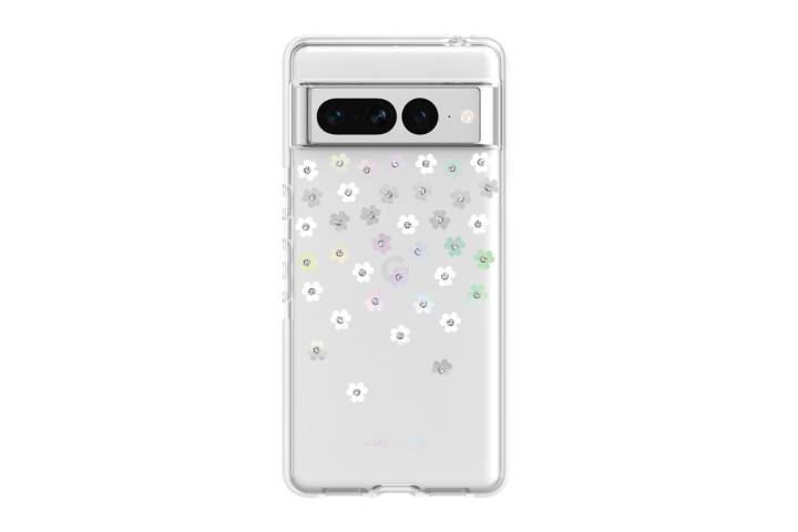 Incipio's Kate Spade New York Protective Hardshell Case for the Google Pixel 7 Pro in clear with a diamante flower pattern.