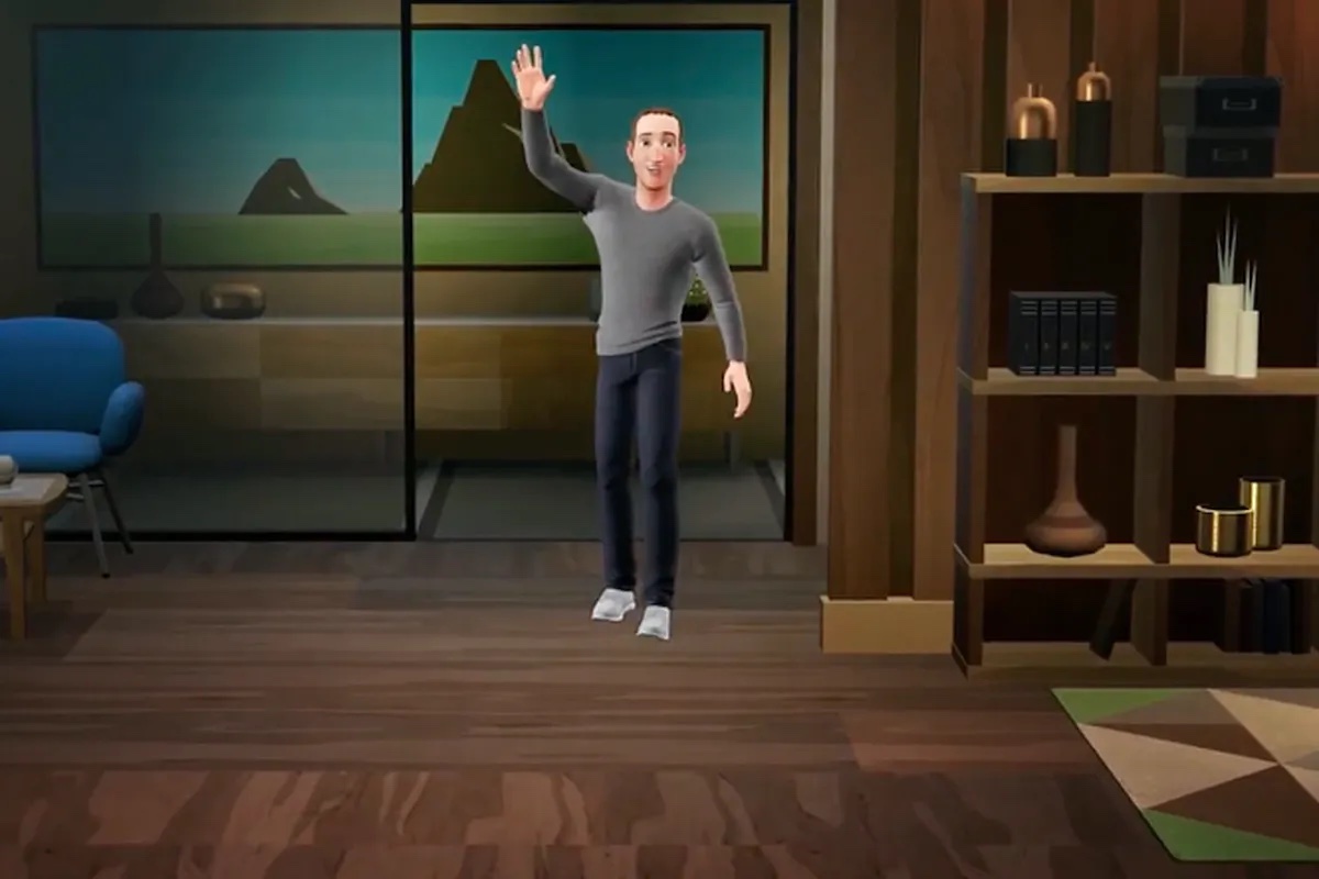 Avatar de Mark Zuckerberg com pernas em jeans preto