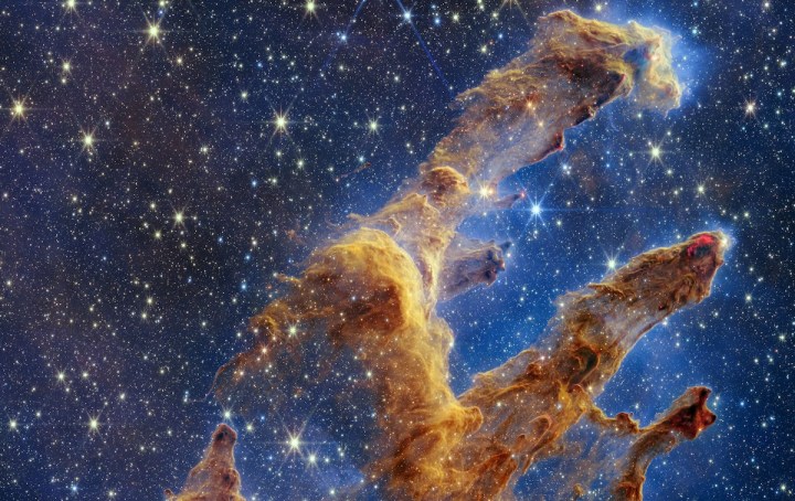 The Pillars of Creation, imaged by the James Webb Space Telescope