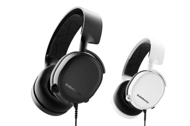the steelseries arctis 3 gaming headset in black and white.