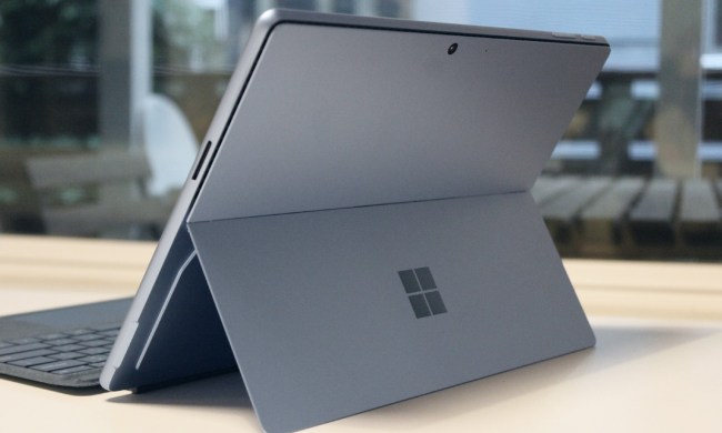 The back of the Surface Pro 9, with the kickstand pulled out.