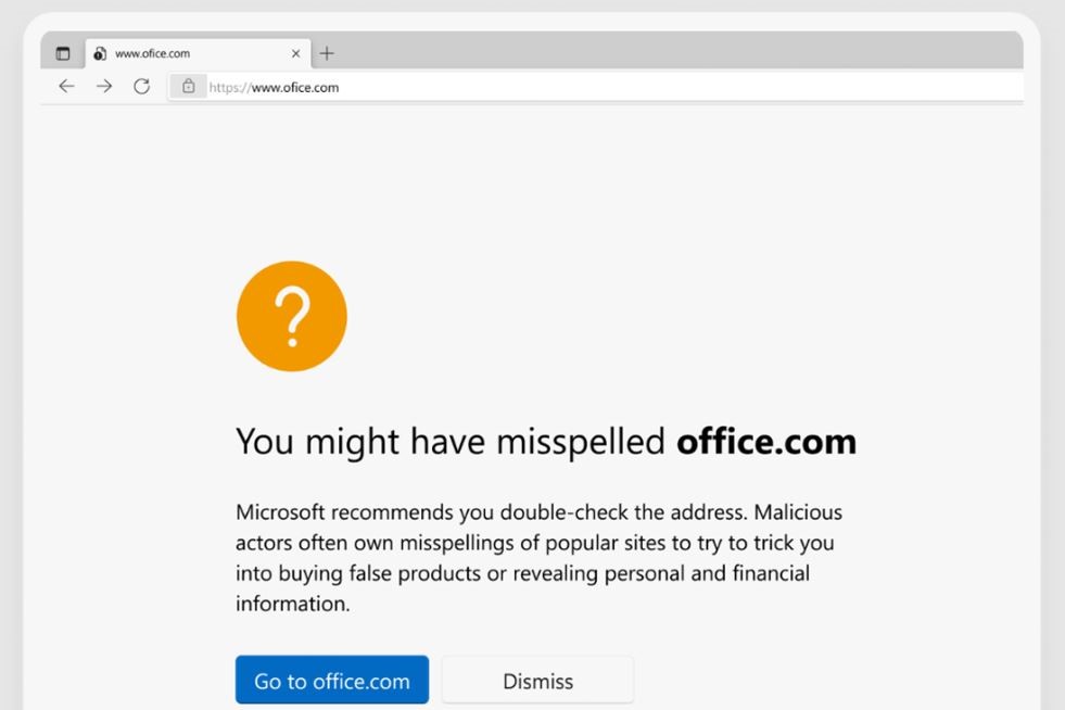 Microsoft Edge chroni teraz przed oszustwami typograficznymi