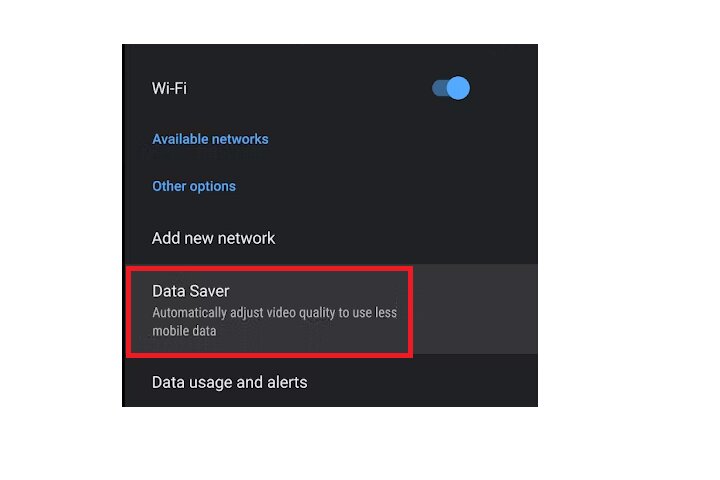 Data saver option Android TV.