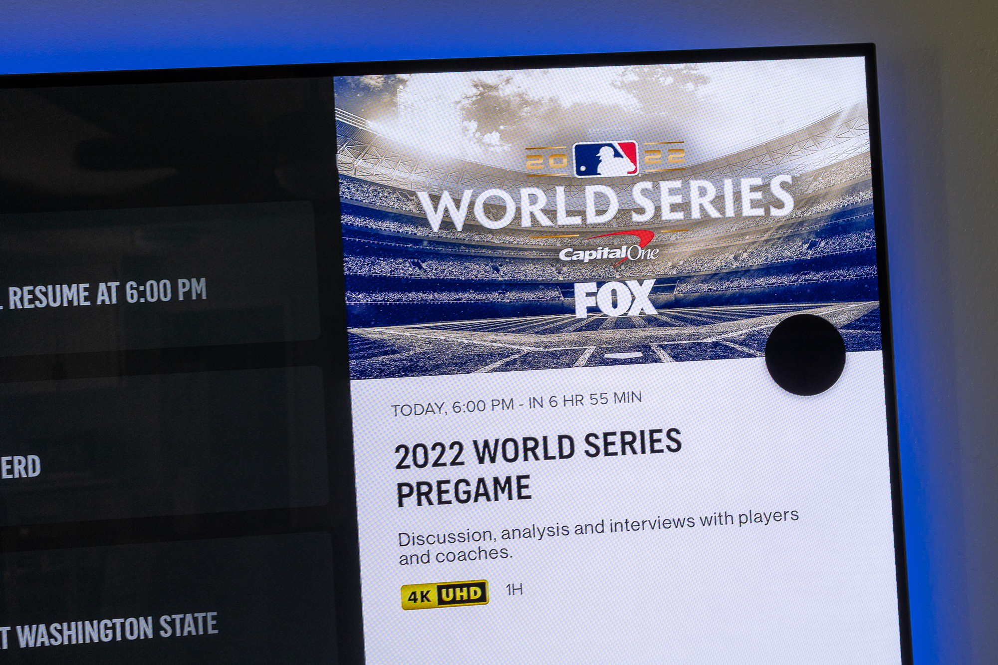 World Series no aplicativo Fox Sports.