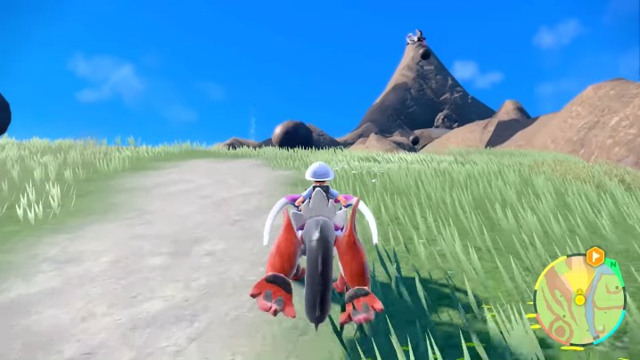A trainer approaching a big mountain.