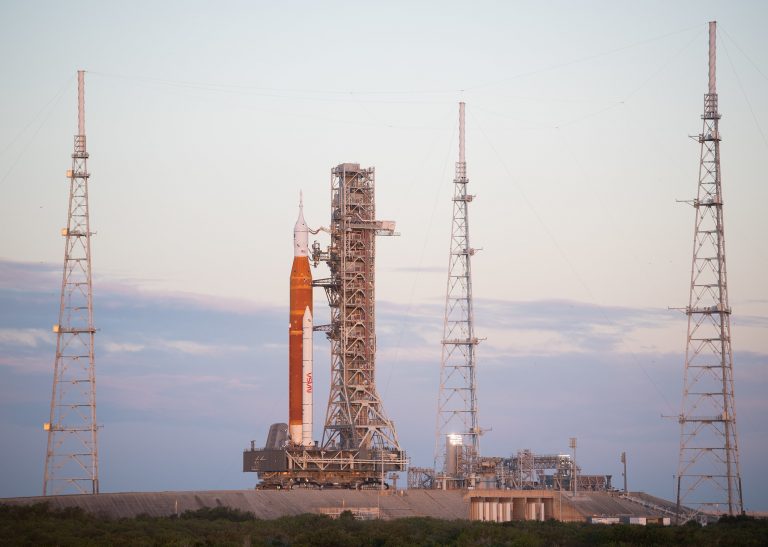 SLS rocket back at the launch pad ready for Artemis I launch