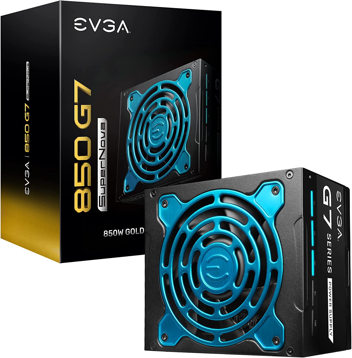 EVGA Supernova 850 G7 power supply and box.