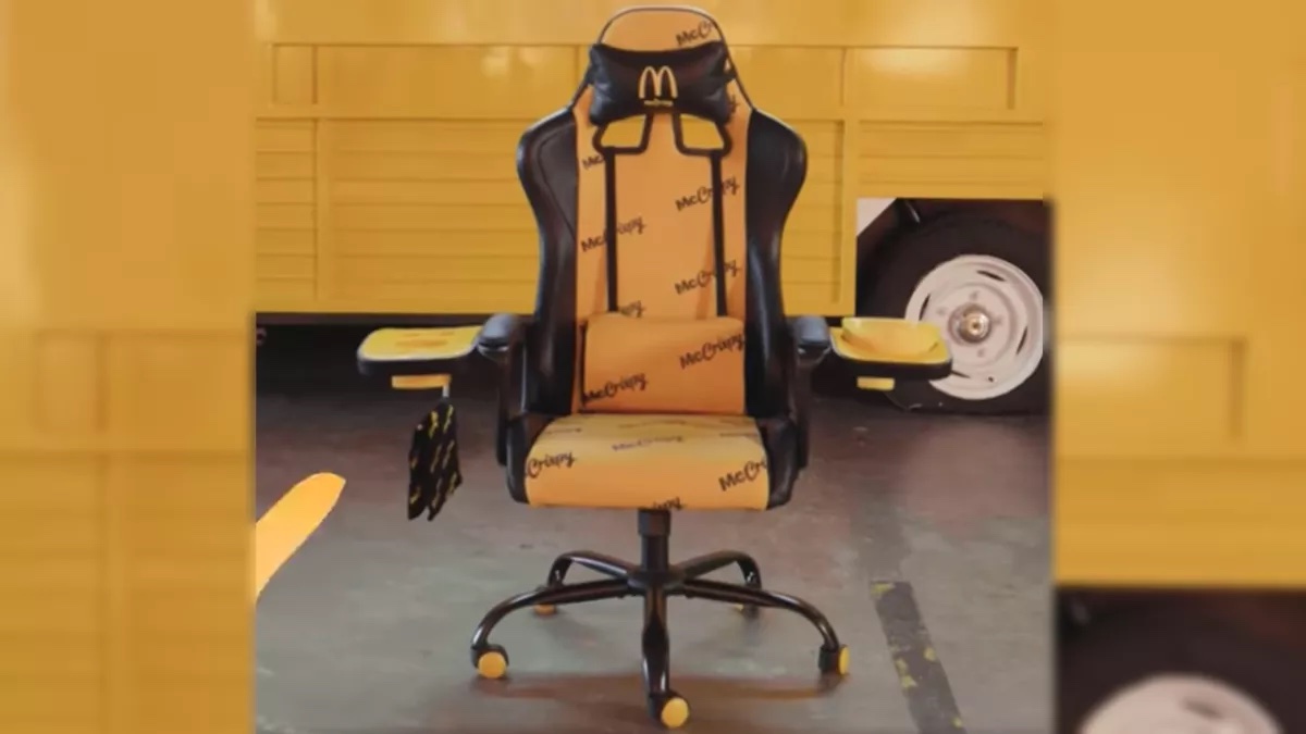 Ein gelb-schwarzer McCrispy-Gaming-Stuhl
