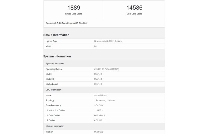 Benchmarks of the Apple M2 Max CPU.