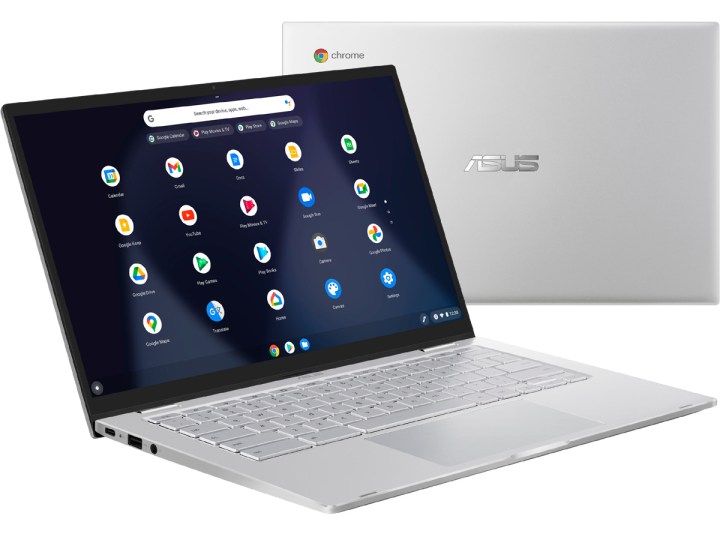 Two angles of the Asus C425 14-Inch Chromebook.
