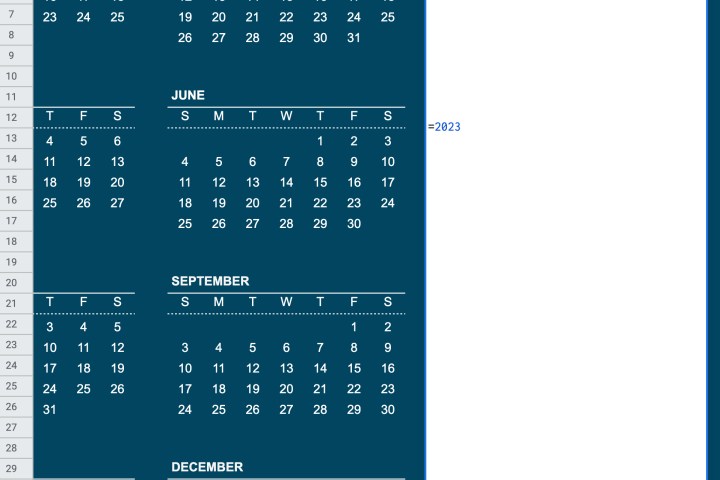 Ubah Tahun di Kalender Google Sheets.