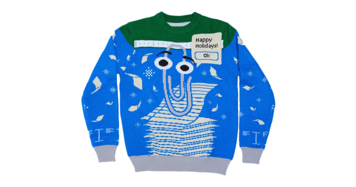 There's a Clippy ugly holiday sweater and it's awesome