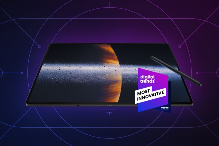 Samsung galaxy tab S8 ultra on purple background