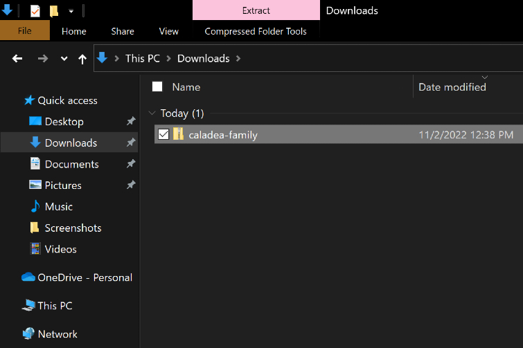 Extracción de archivos de fuentes en Windows.