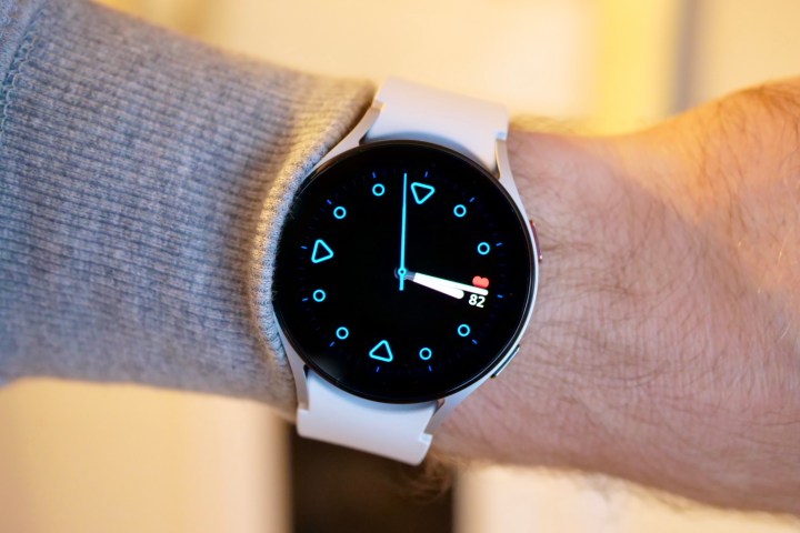 The Galaxy Watch 5 on a person's wrist.