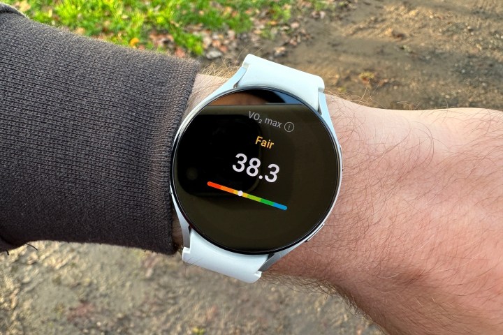 Dati di un allenamento visualizzati sullo schermo del Samsung Galaxy Watch 5.