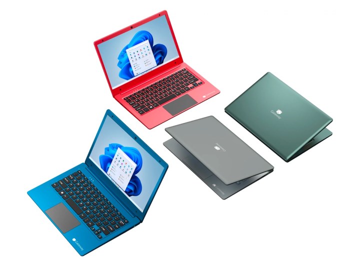 Several colors of the Gateway 11-inch Ultra Slim Notebook against a white background.