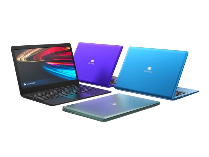 El portátil Gateway de 14 pulgadas en una gama de colores sobre un fondo blanco.
