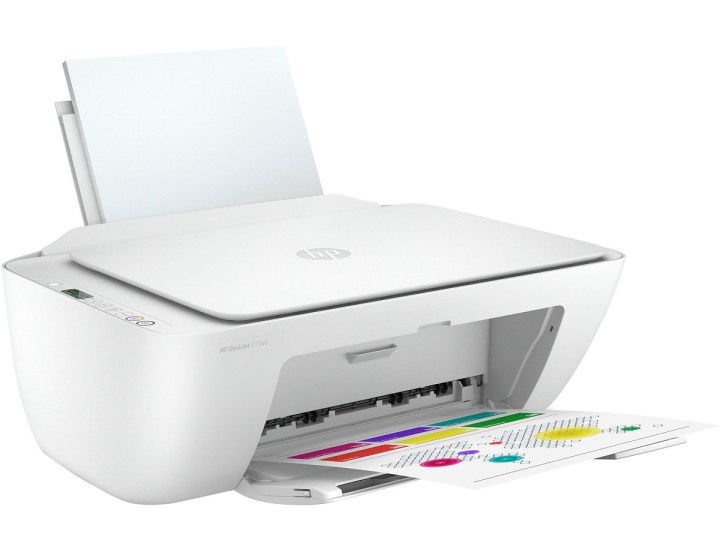 The HP DeskJet 2734e Wireless All-in-One Inkjet Printer prints color pages.