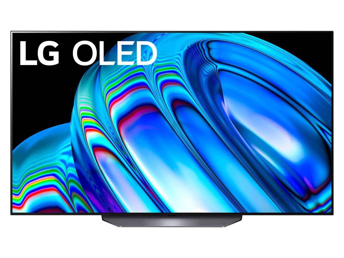 A Smart TV OLED 4K Classe B2 de 77 polegadas da LG contra um fundo branco.