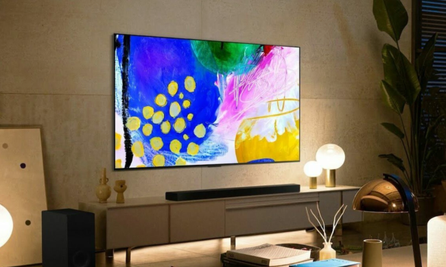 The LG B2 OLED 4K TV in a living room.
