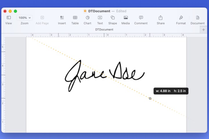 Signature in Pages from a Preview screenshot.