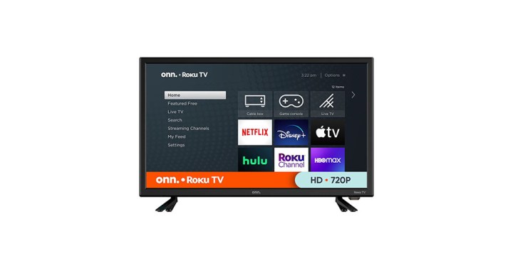 Onn. 24-inch 720P HD Smart TV on a white background.