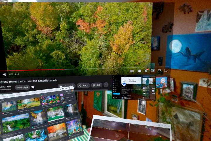 Quest Pro mixed reality view shows a color passthrough.
